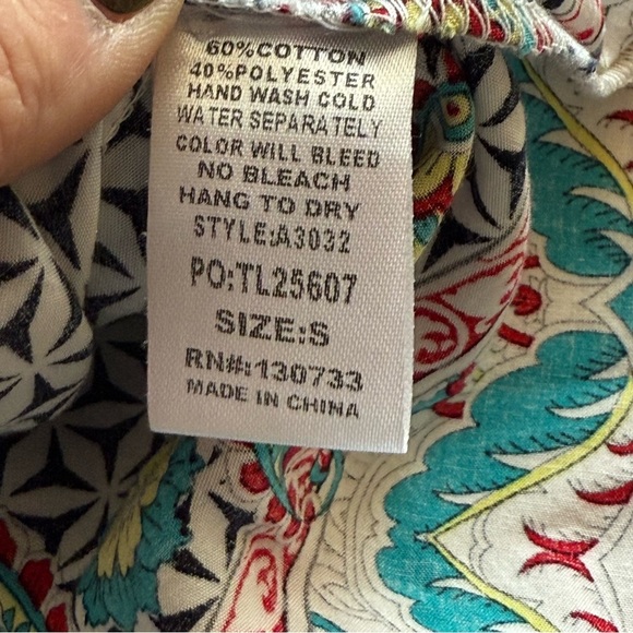 Umgee Boho Tunic Mixed Print Dress Small Lightweight V-Neck Geometric Bohemian - Picture 9 of 9